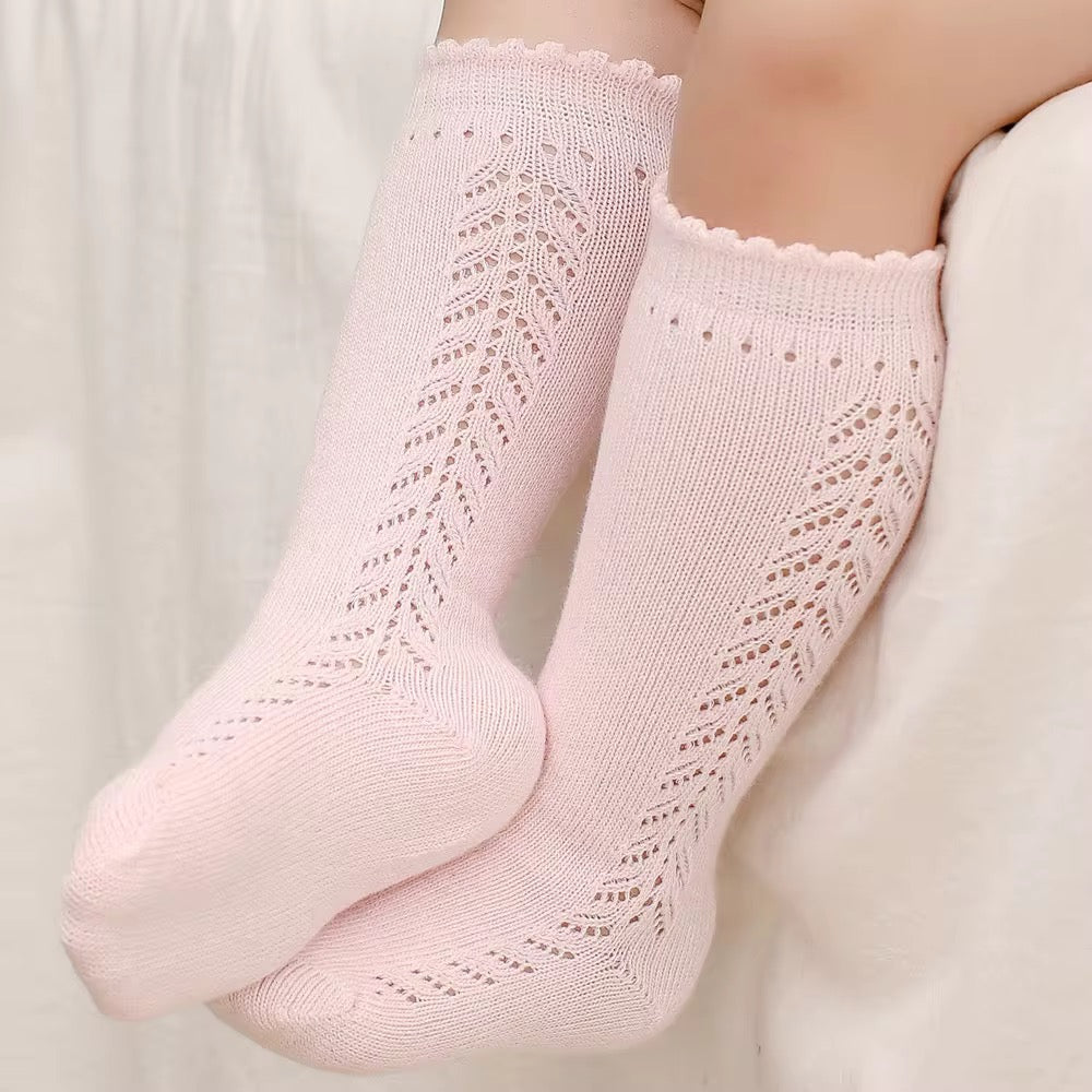 Pink Knit High Socks