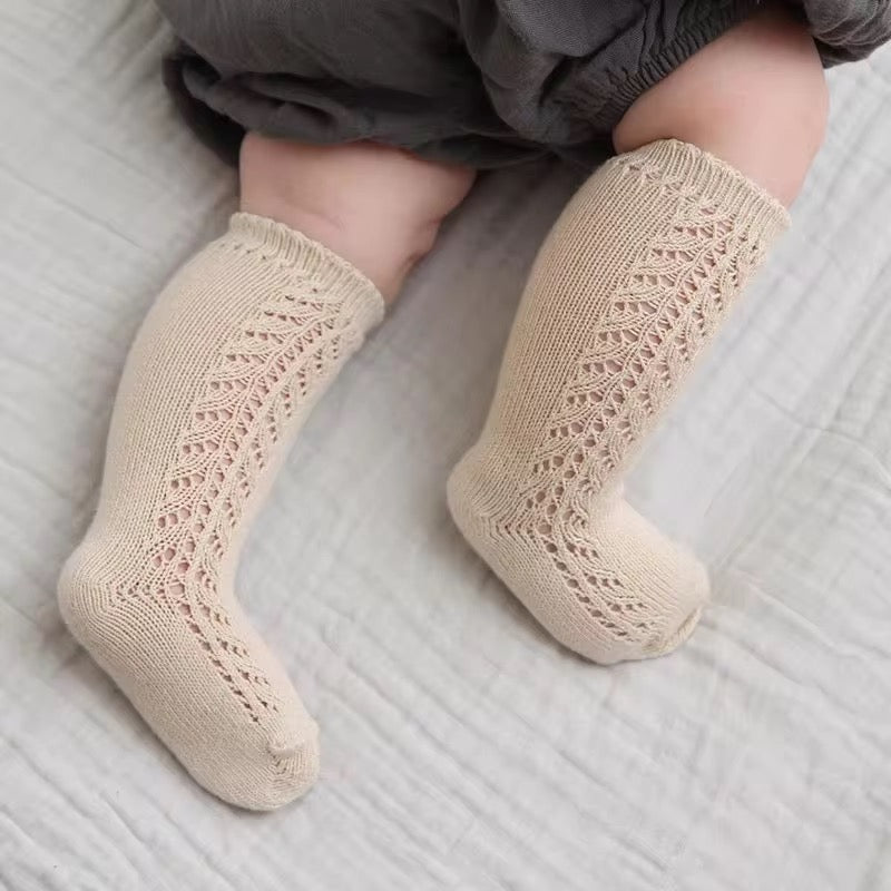 Cream knit High Socks