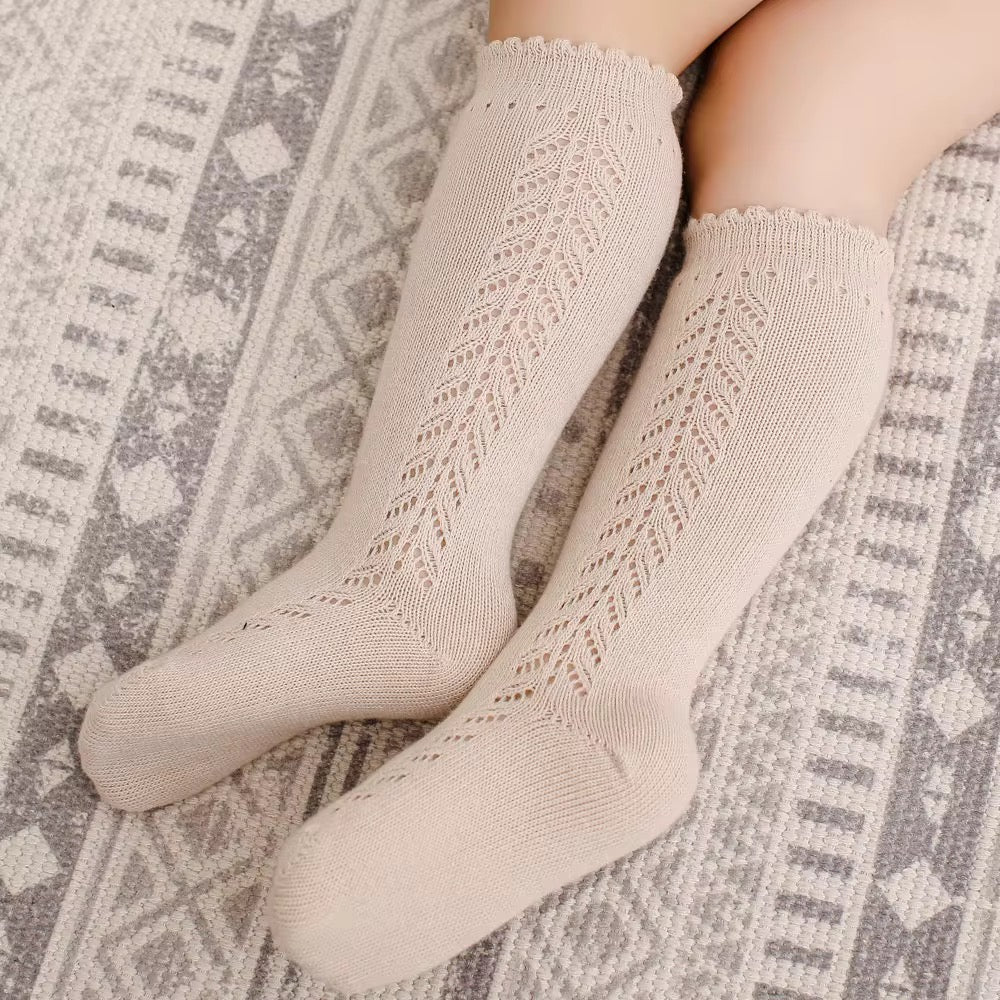 Cream knit High Socks