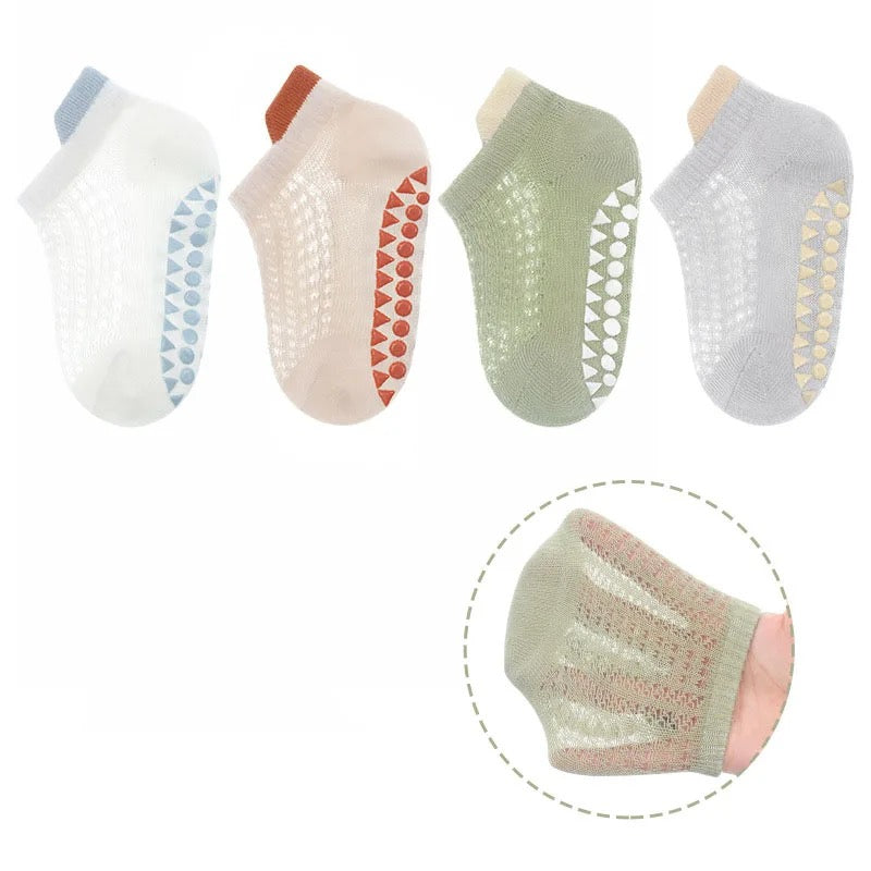 Breathable Summer Grip Socks - 4 pairs