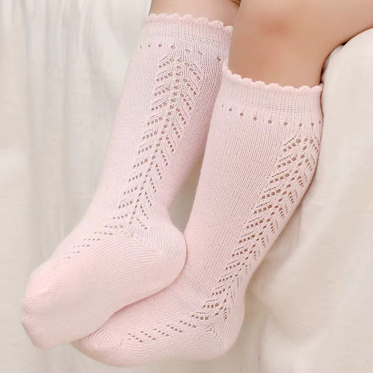 Pink Knit High Socks