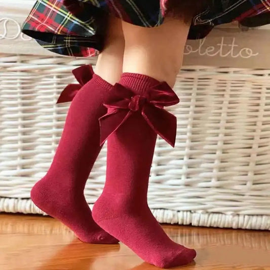 Velvet Bow High Socks