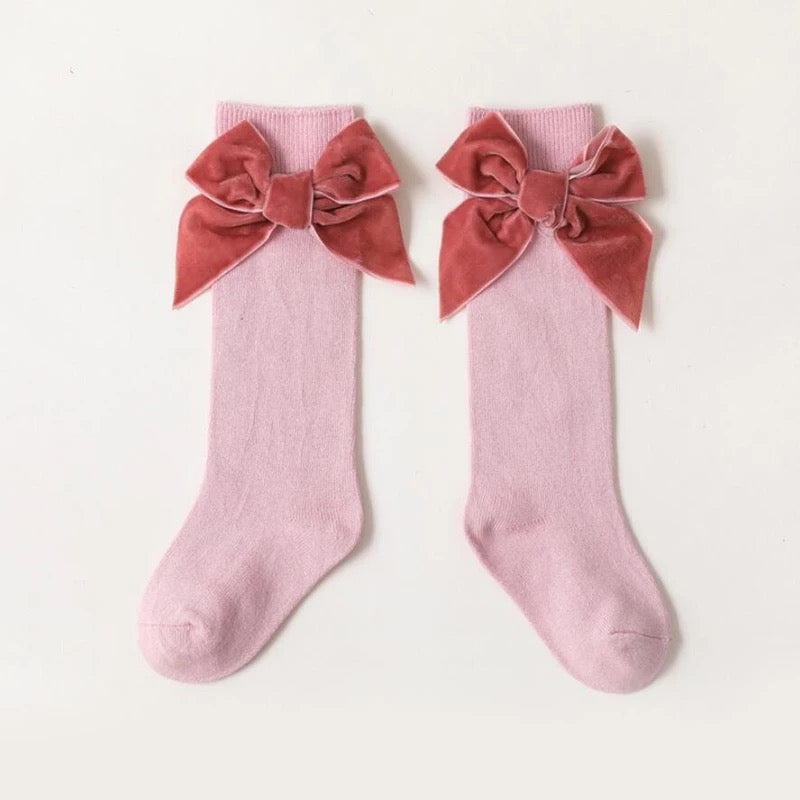 Velvet Bow High Socks