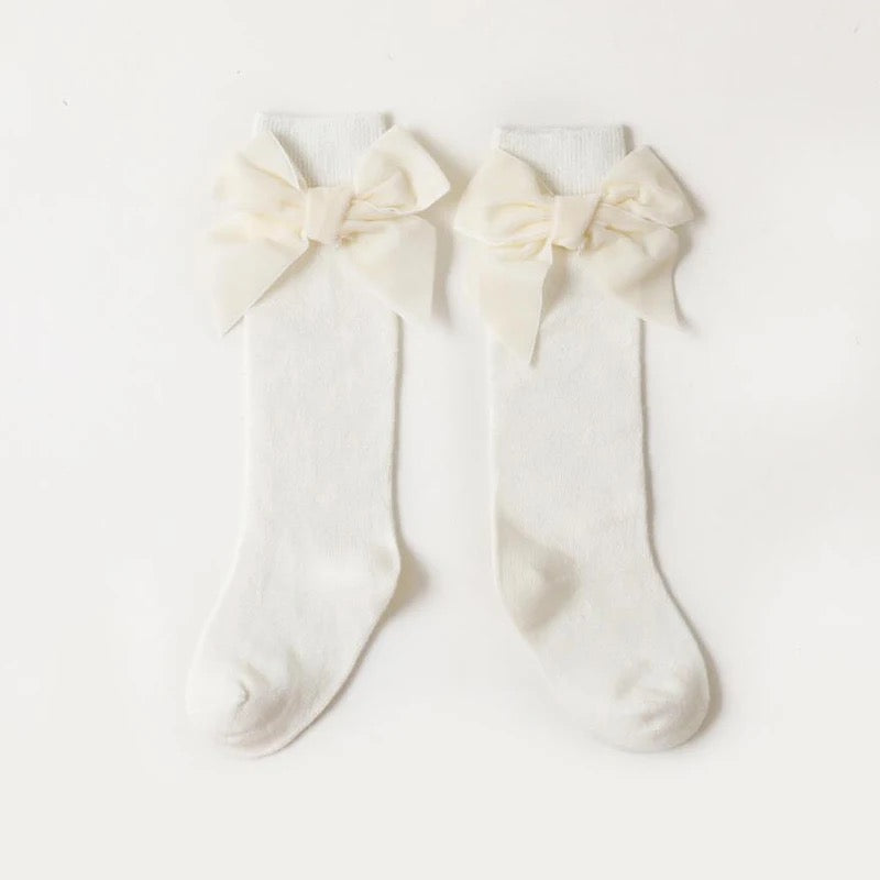 Velvet Bow High Socks