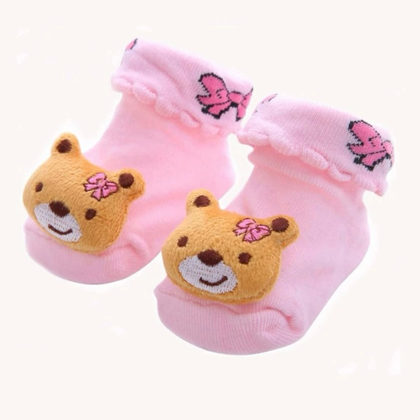 3D Pink Bear Socks